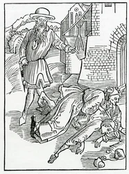 Von Toren, die nicht aus dem Unglück und den Beispielen anderer lernen können, Illustration aus Alexander Barclays englischer Übersetzung von 